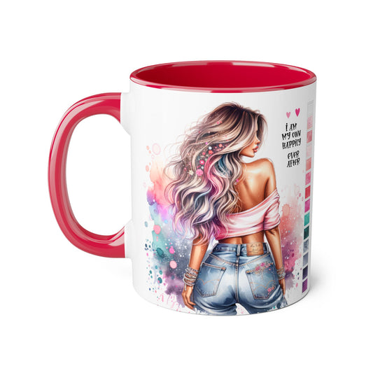 I Am My Own Happily Ever After Colorful Inspirational Accent Mug - Perfect for Coffee Lovers, Art Enthusiasts, Gift Ideas, Motivational Coffee Cup, Cozy Vibes