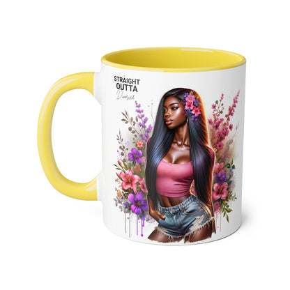 Straight Outta Divorced Humoristic Floral Accent Mug