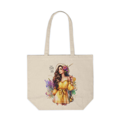 I Am My Own Happily Ever  After Chic Illustration Canvas Tote Bag | Eco-Friendly Grocery Bag, Beach Tote, Gift for Her, Market Bag, Inspirational Quote Tote
