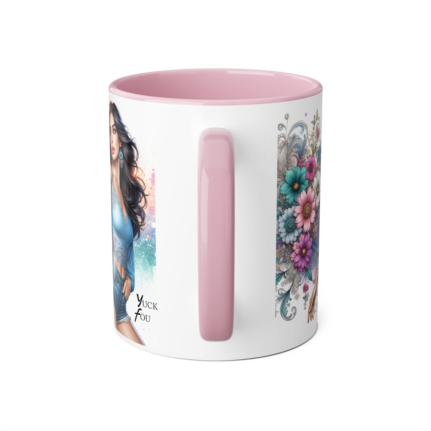Yuck Fou Artistic Accent Mug, Floral Coffee Cup, Unique Gift for Her, Decorative Drinkware, Birthday Present, Home Décor