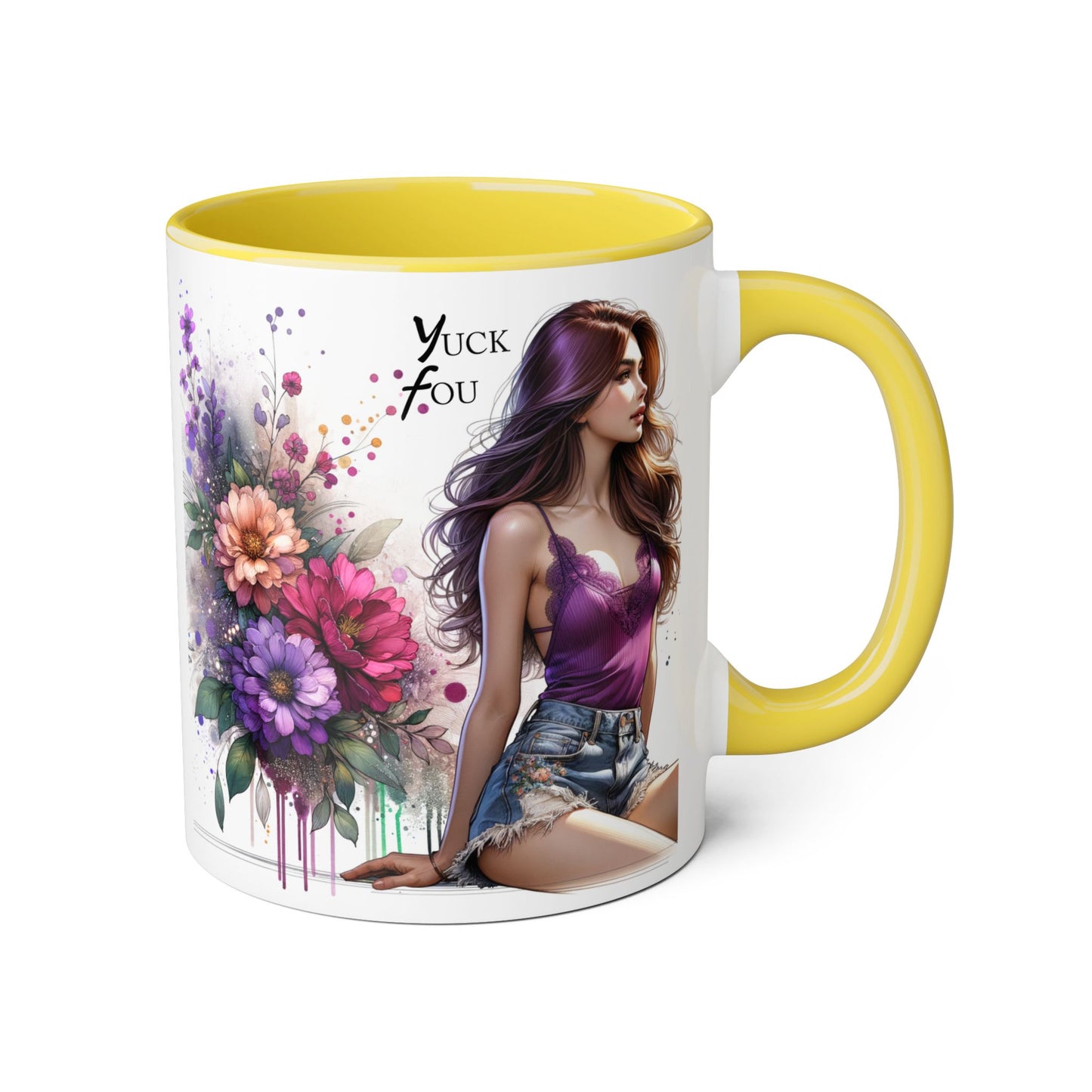 Yuck Fou Artistic Accent Mug - Vibrant Floral Design, Inspirational Gift, Coffee Lovers, Unique Home Decor, Perfect for Birthdays