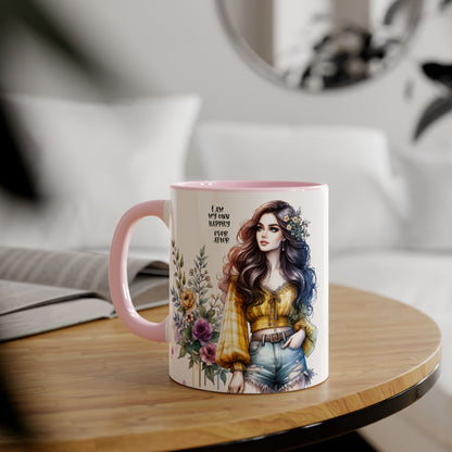 Inspirational Floral Accent Mug - 11oz, 'I Am My Own Happily Ever After '