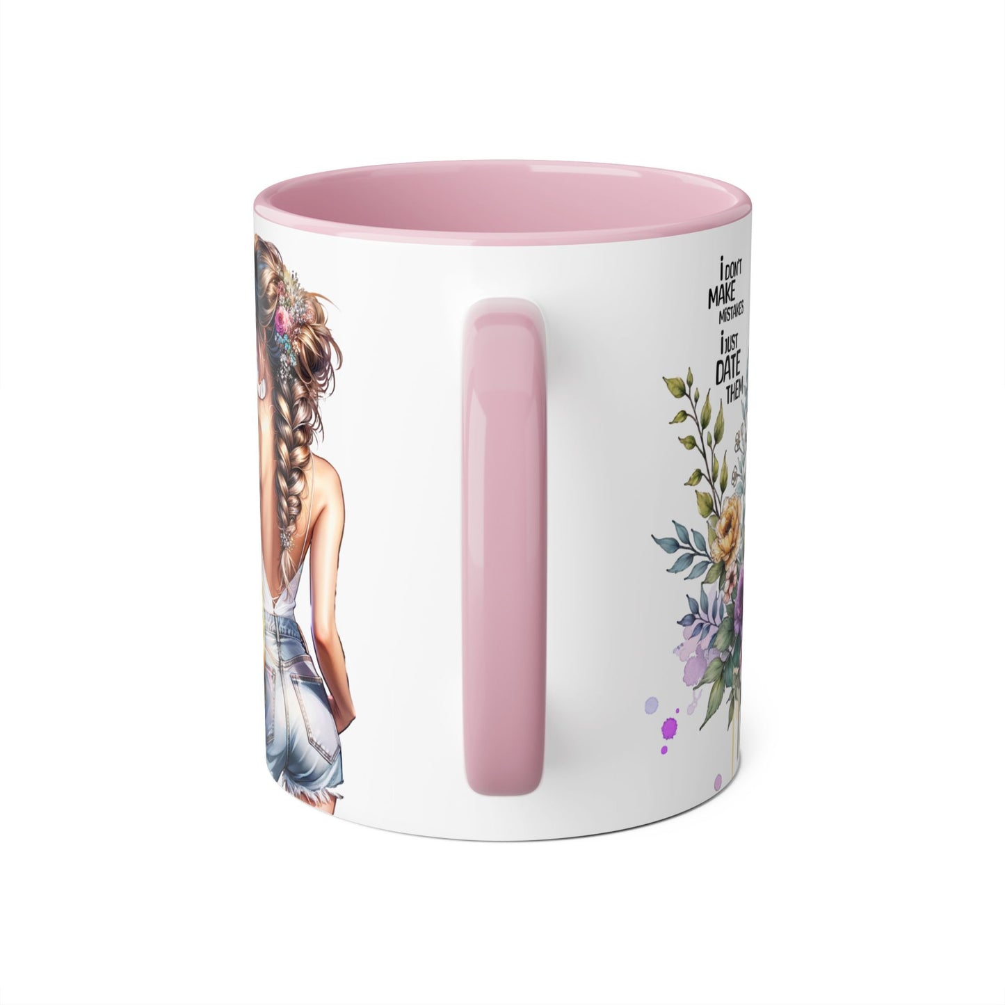I Don't Make Mistakes, I Date Them Chic Floral Accent Mug for Her, Coffee Lover Gift, Fun Quote Mug, Stylish Kitchen Decor, Best Friend Gift