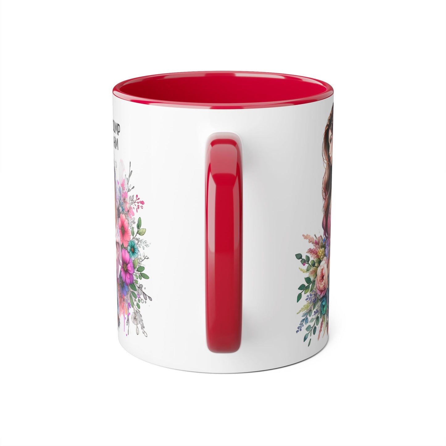 Floral Accent Mug, 11oz Coffee Cup, Gift for Her, Inspirational Mug, Cute Floral Design, Self-Love Coffee Mug