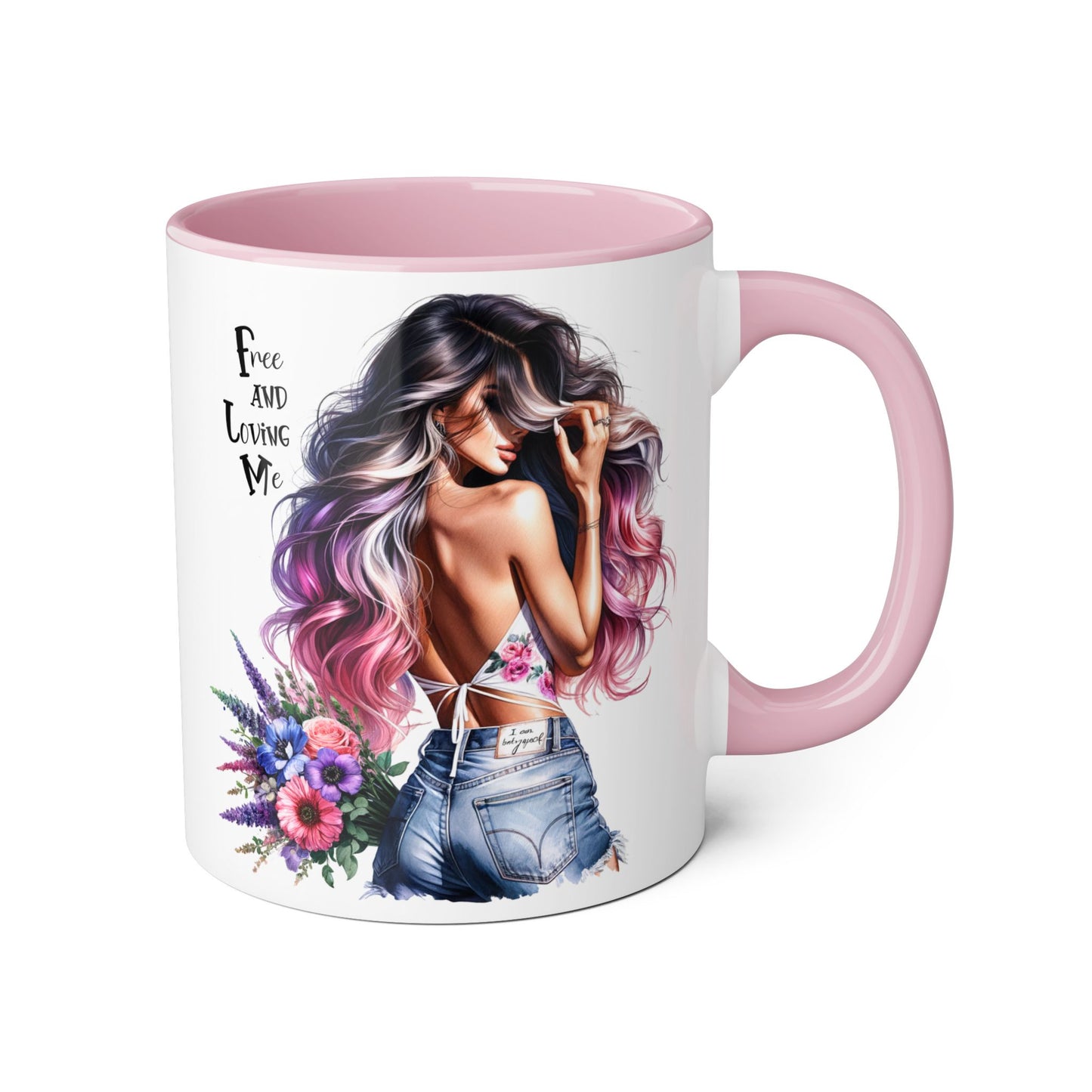 Free and Loving Me Bohemian Accent Mug | Free and Living Me | Floral Art Coffee Cup | Gift for Her | Inspirational Drinkware