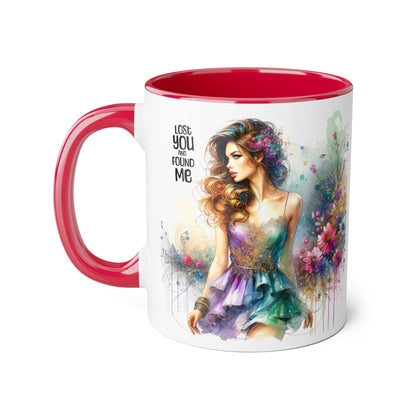 Lost You and Found Me Colorful Floral Accent Mug, Vibrant Art Coffee Cup for Flower Lovers, Inspirational Gift for Mother's Day, Chic Drinkware