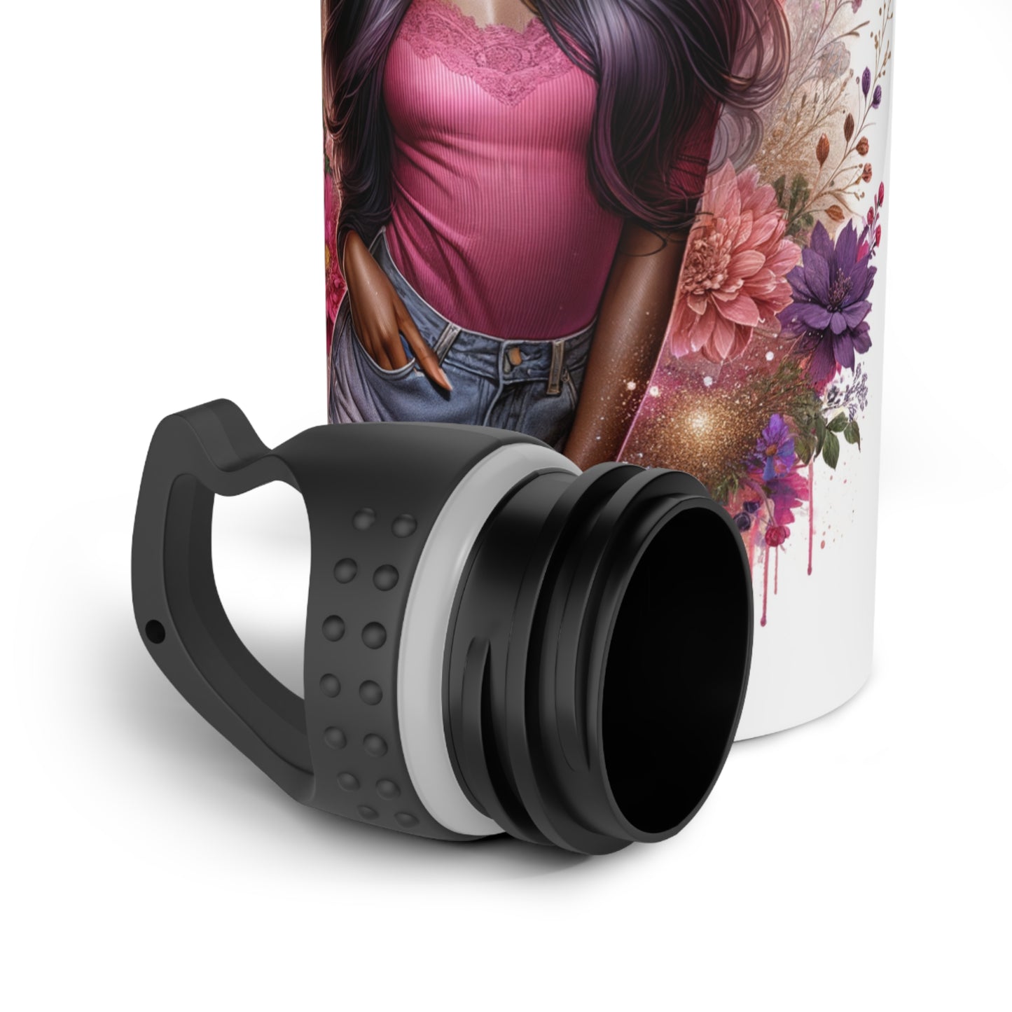 Thank U, Next Floral Stainless Steel Water Bottle | Thank You Next, Eco-Friendly, Water Bottle Gift, Summer Hydration, Artist Design, Floral Water Bottle
