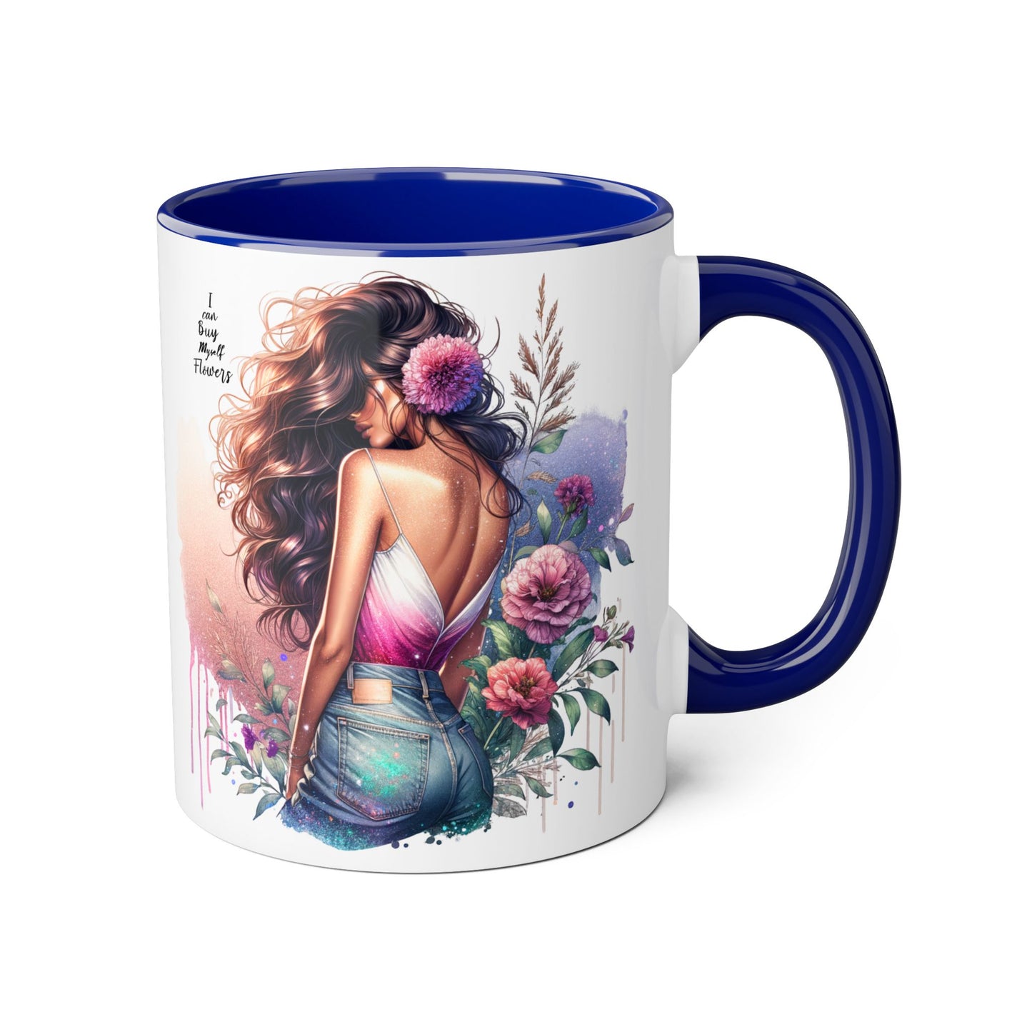 I Can Buy Myself Flowers Bohemian Accent Mugs, Tea Lover Gift, Coffee Mug, Floral Art Mug, Inspirational Drinkware, Home Decor
