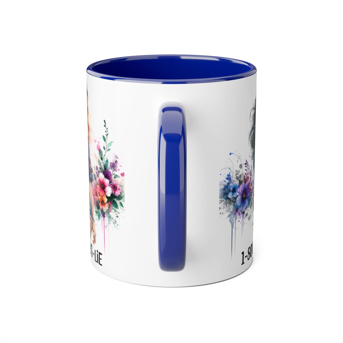 Chic Watercolor Accent Mugs, Floral Coffee Cup, Gift for Her, Trendy Drinkware, Unique Office Mug, 1-800-BOYS-LIE