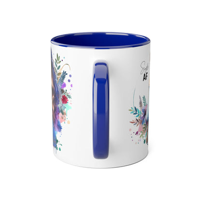 Single AF Boho Art Accent Mug, Unique Coffee Mug, Gift for Her, Floral Mug, Inspirational Mug, Perfect for Birthdays, Encouragement