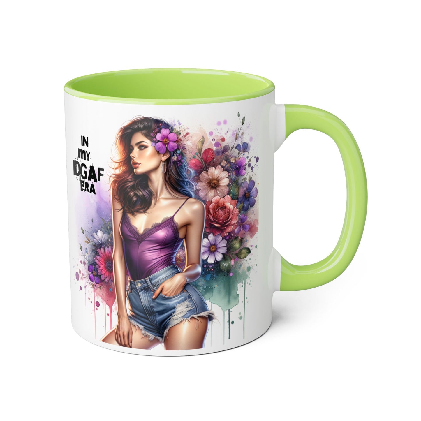 Colorful Floral IDGAF Mug, Inspiring Coffee Cup, Gift for Her, Sassy Drinkware, Unique Floral Mug, Birthday Gift