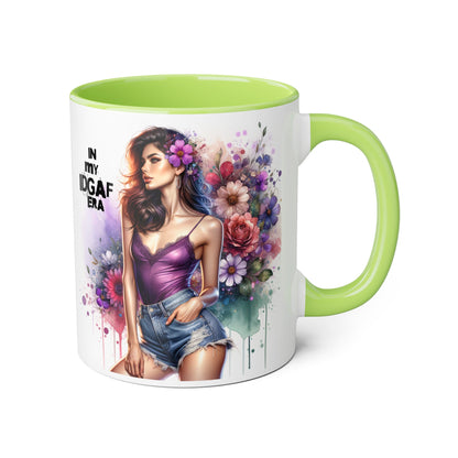 Colorful Floral IDGAF Mug, Inspiring Coffee Cup, Gift for Her, Sassy Drinkware, Unique Floral Mug, Birthday Gift