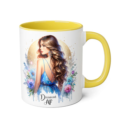 Divorced AF Accent Mug, Floral Coffee Cup, Inspirational Gift for Her, Breakup Recovery, Self-Love Celebrations, Unique Birthday Present