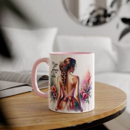 Money Can't Buy Happiness But It Can Buy Divorce Humoristic Colorful Women Empowerment Accent Mug - Inspirational Gift, Motivational Coffee Cup, Floral Design, Art Lover, Birthday Present