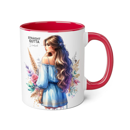 Straight Outta Divorced Humoristic Artistic Accent Mug -  Inspiring Gift for Her, Coffee Tea Cup, Home & Kitchen Decor, Personalized Unique Gift