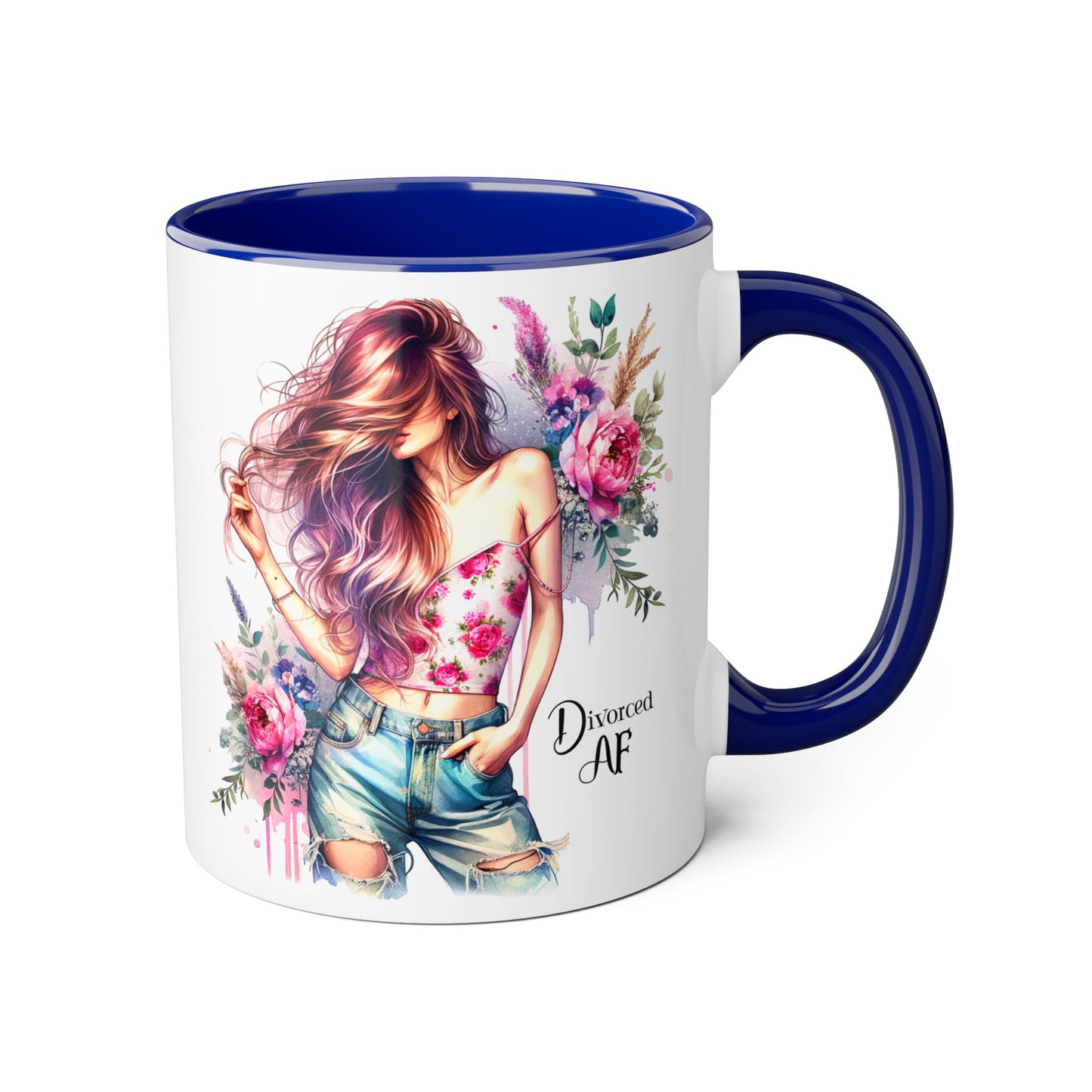 Diamond AF Floral Accent Mug - Stylish Coffee Cup, Great Gift for Her, Birthday, Friendship, Self-Care