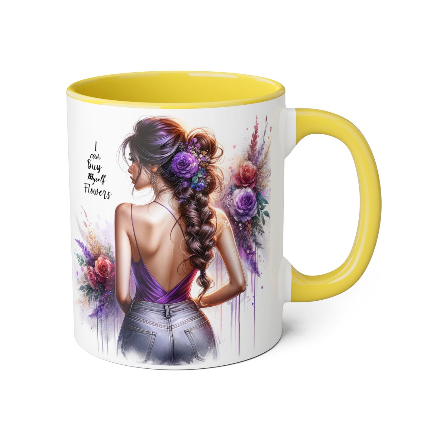 I Can Buy Myself Flowers Floral Artwork Accent Mug, Gift for Flower Lovers, Inspirational Coffee Cup, Unique Home Decor, Mother's Day Present