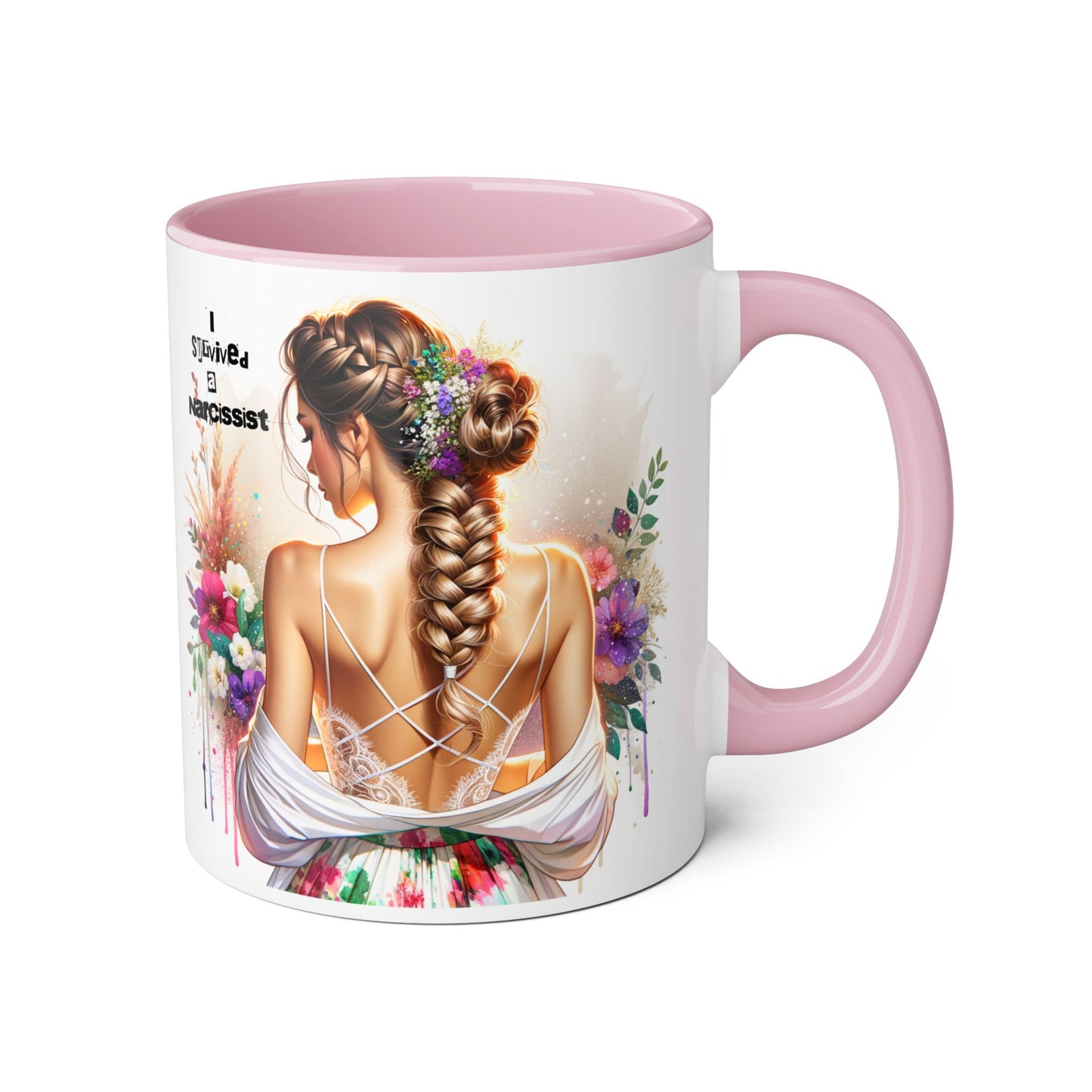 Narcissist Accent Mug, Coffee Cup for Self-Love, Gift for Her, Inspirational Mug, Floral Art Ceramic Mug