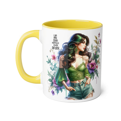I Am My Own Happily Ever After Empowered Woman Accent Mug, Inspirational Coffee Cup, Floral Art Mug, Perfect Gift for Her, Motivational Drinkware