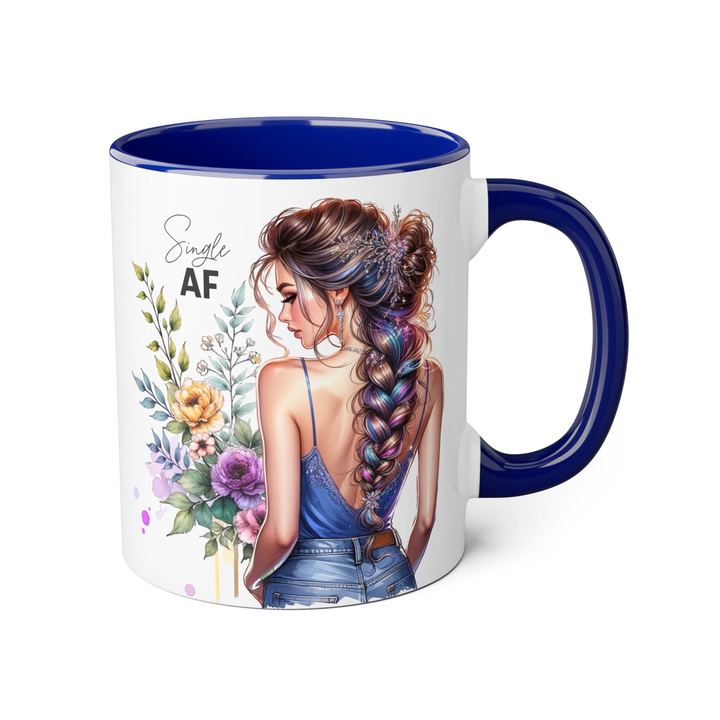 Single AF Stylish Accent Mugs for Coffee Lovers, Floral Design Mug, Gift for Her, Unique Tea Mug, Simple AF Mugs for Home Decor