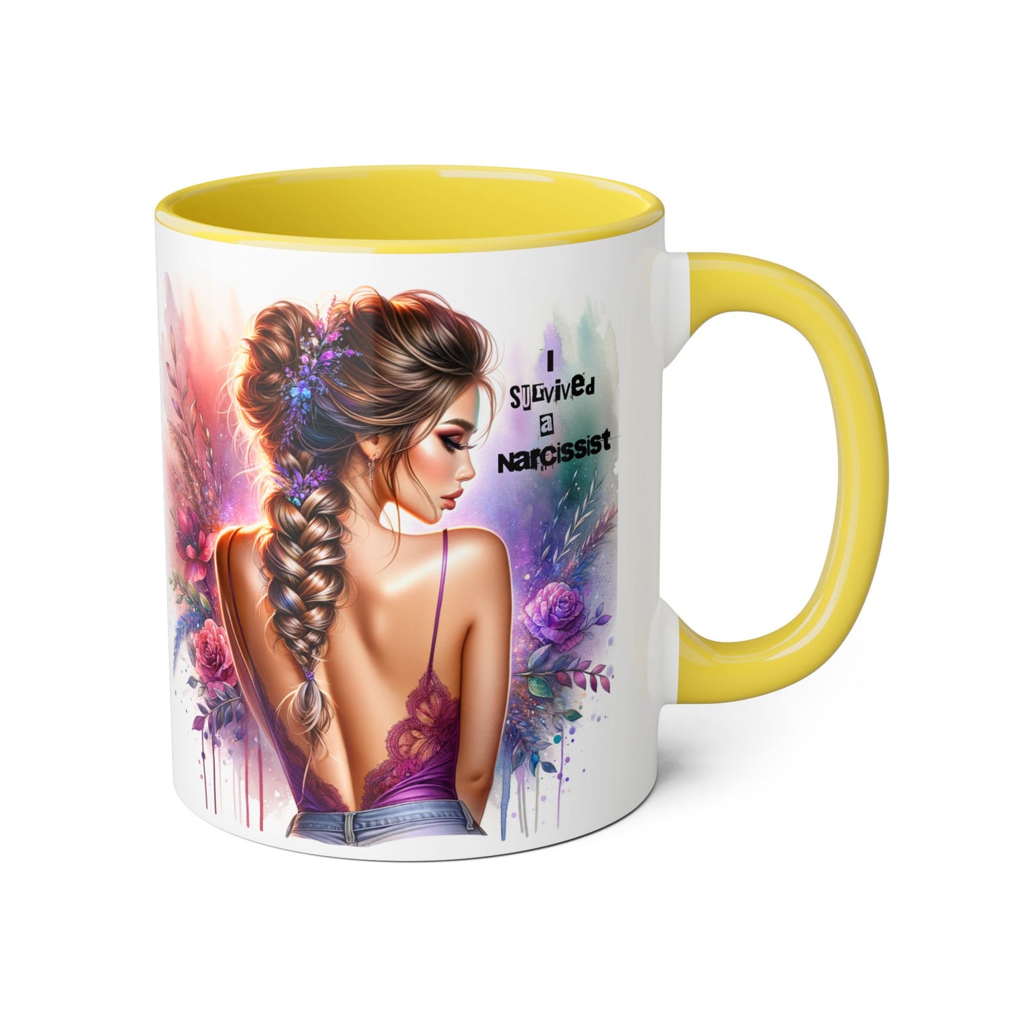 Artistic Accent Mug, Beautiful Coffee Cup, Unique Gift Idea, Home Décor, Self-Love Reminder, Floral Art Mug, Motivational Tea Cup
