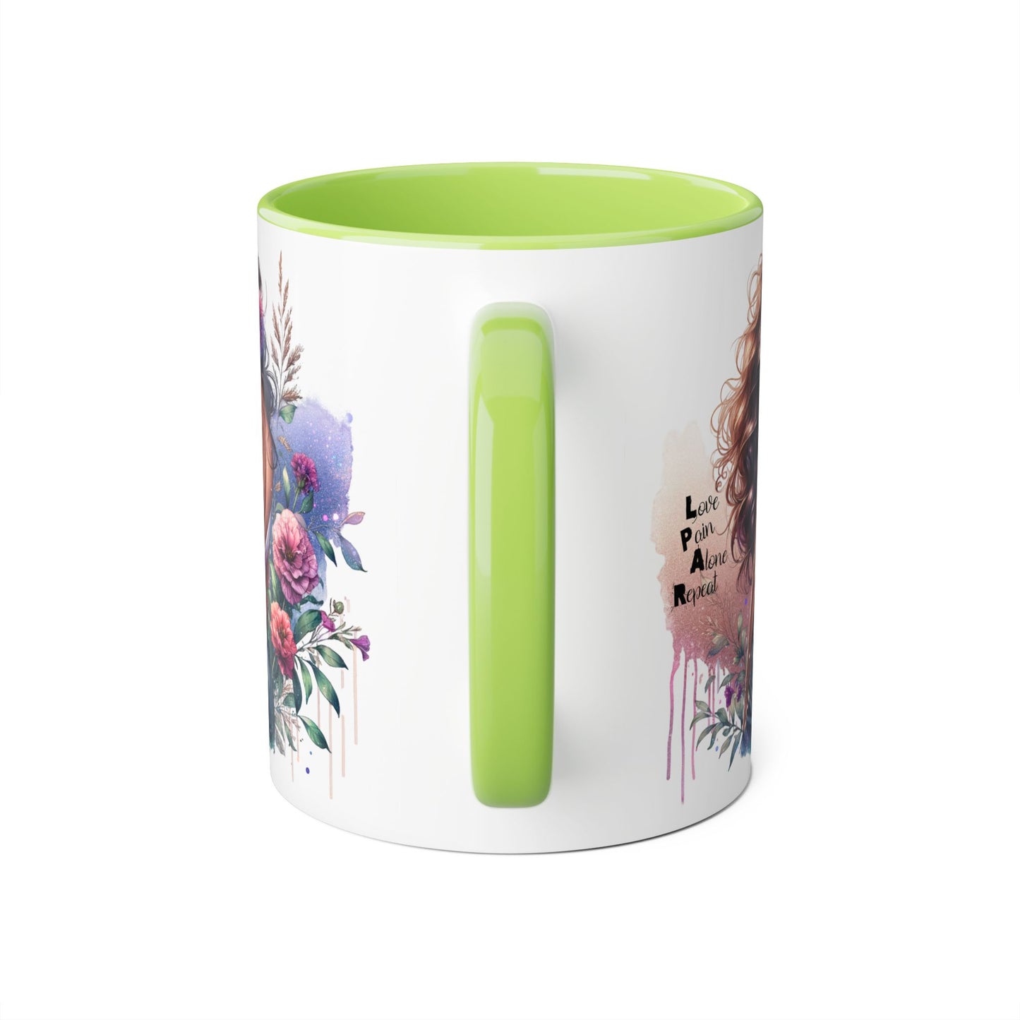 Floral Accent Mug, Coffee Cup, Gift for Her, Boho Decor, Inspirational Quote, Birthday Gift, Garden Lover's Mug