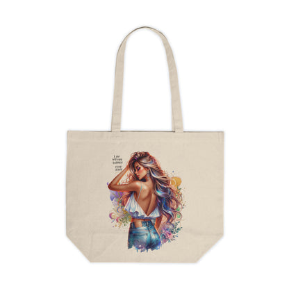 I Am My Own Happily Ever  After Stylish Canvas Shopping Tote with Inspirational Quote | Eco-Friendly Fashion Bag, Reusable Grocery Bag, Summer Tote, Gift for Her