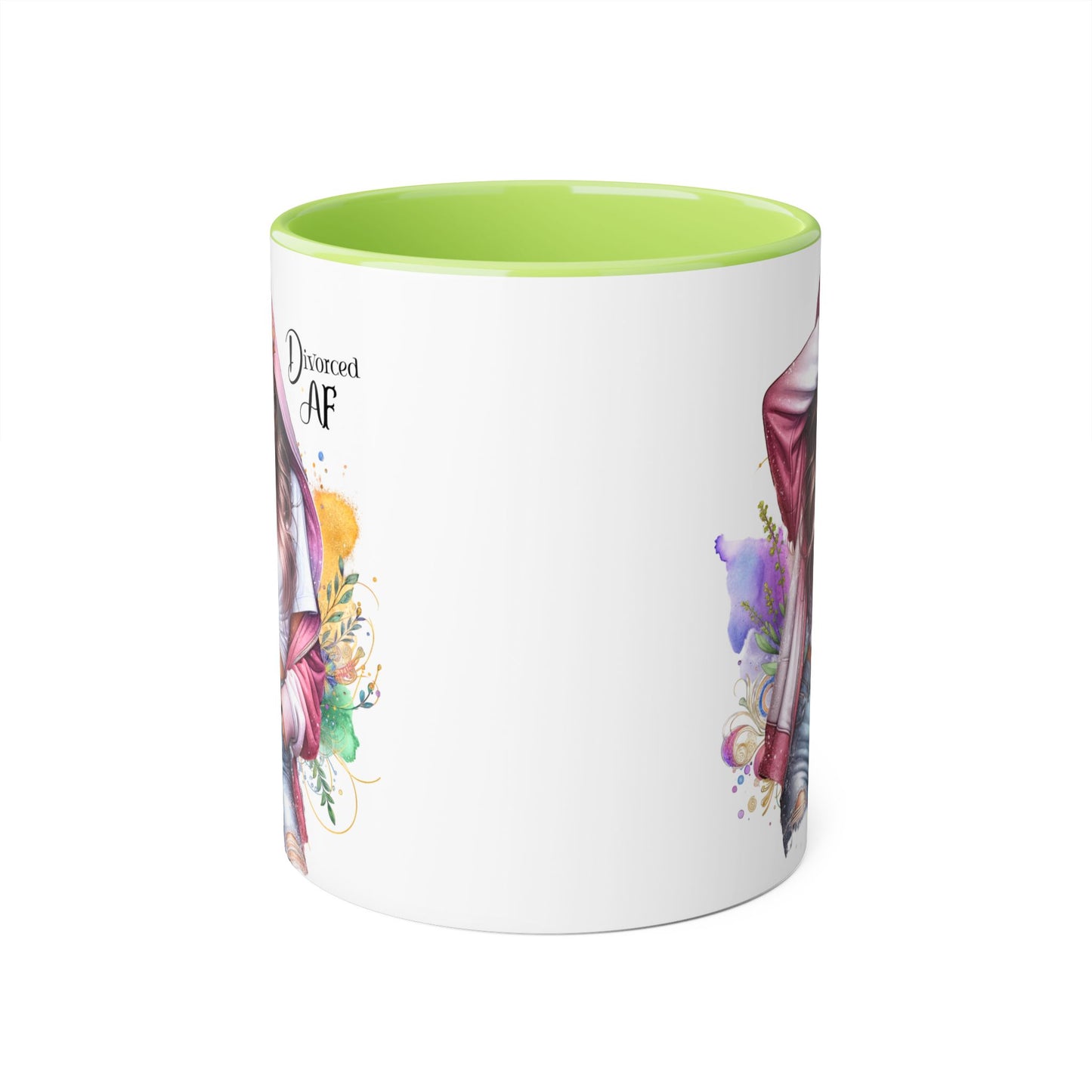 Trendy Accent Mug - 'Divorced AF' Design, Chic Gift for Friends, Coffee Lovers, Inspirational Drinkware, Birthday, Everyday Use