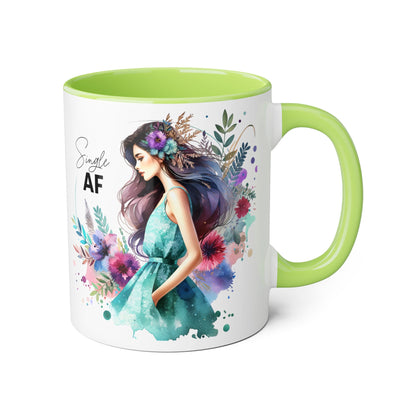 Single AF Floral Accent Mug - Perfect Gift for Singles, Coffee Lovers, Birthday, Self-Care, Galentine's Day