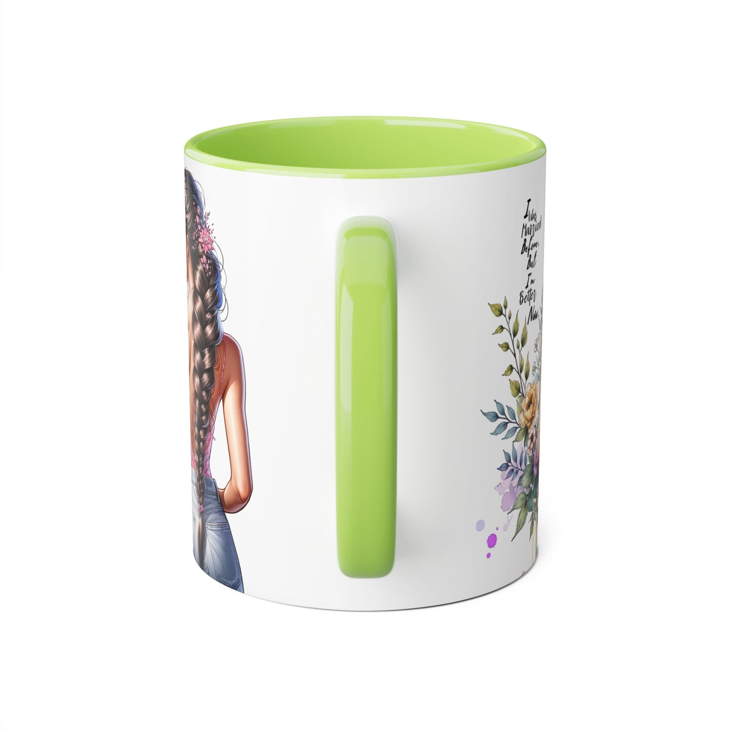 I Was Married Before But I'm Better Now Stylish Floral Accent Mug, Perfect Gift for Tea and Coffee Lovers, Unique Drinkware, Bridal Shower Gift, Inspirational Quote Mug