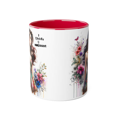 Artistic Accent Mug, Floral Design Coffee Cup, Unique Gift for Her, Inspirational Double-Sided Mug, Perfect for Birthdays, Self-Care