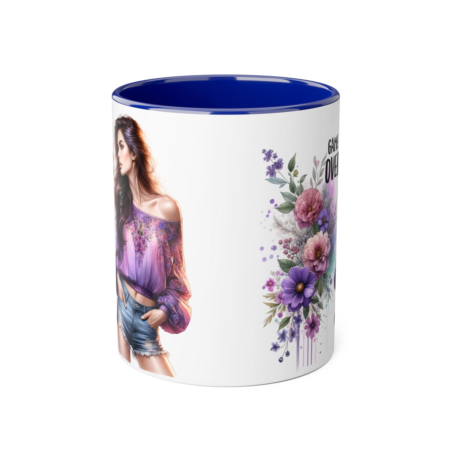 Floral Game Over Mug - Fun Coffee Cup, Gift for Game Lovers, Cute Floral Drinkware, Unique Mother's Day Gift, Tea Mug