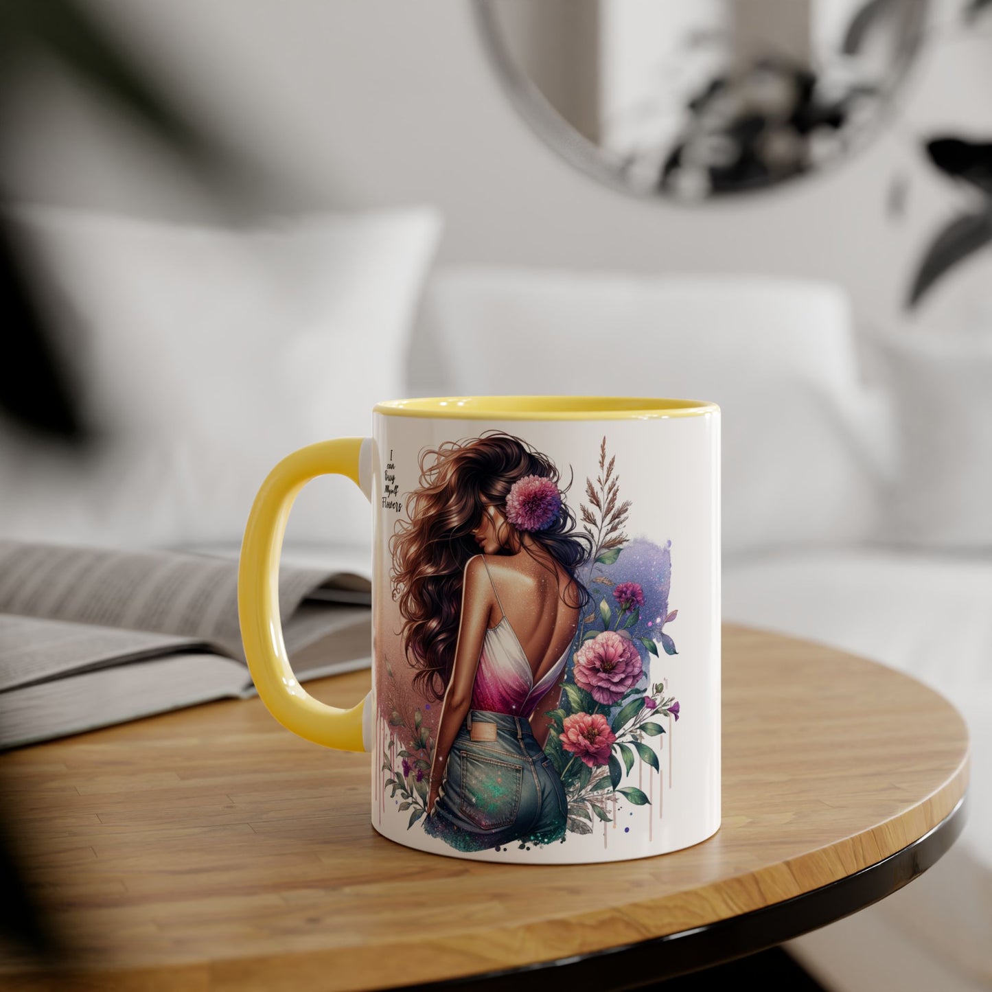 I Can Buy Myself Flowers Bohemian Accent Mugs, Tea Lover Gift, Coffee Mug, Floral Art Mug, Inspirational Drinkware, Home Decor