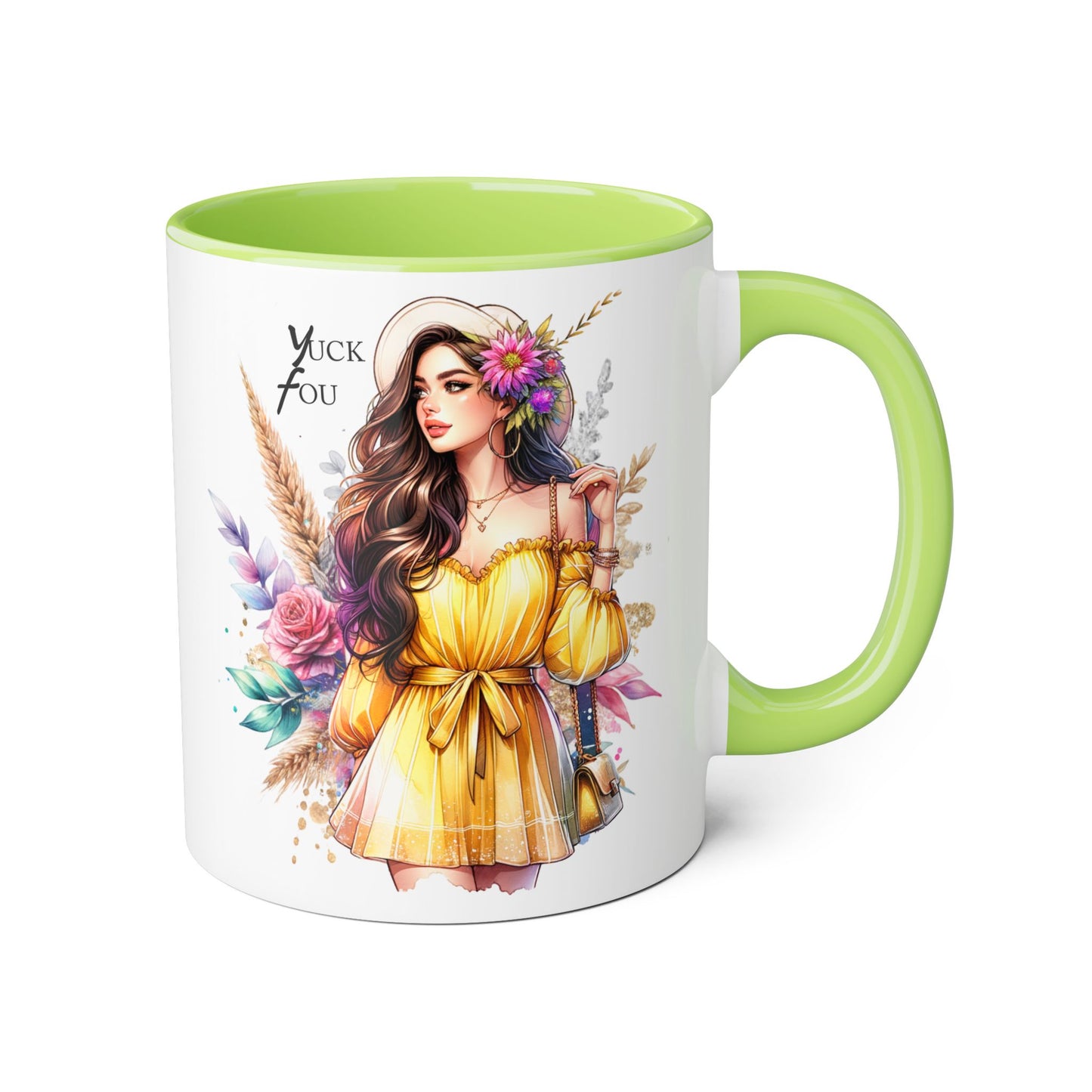 Yuck Fou Chic Floral Accent Mug, Black-Handled Coffee Cup, Gift for Her, Boho Kitchen Decor, Unique Birthday Present, Fun Art Mug, [...]
