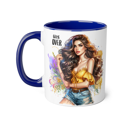 Game Over Accent Mug, 11oz Coffee Cup for Gaming Lovers, Unique Gift for Her, Fun Drinkware for Celebrations, Stylish Tea Mug
