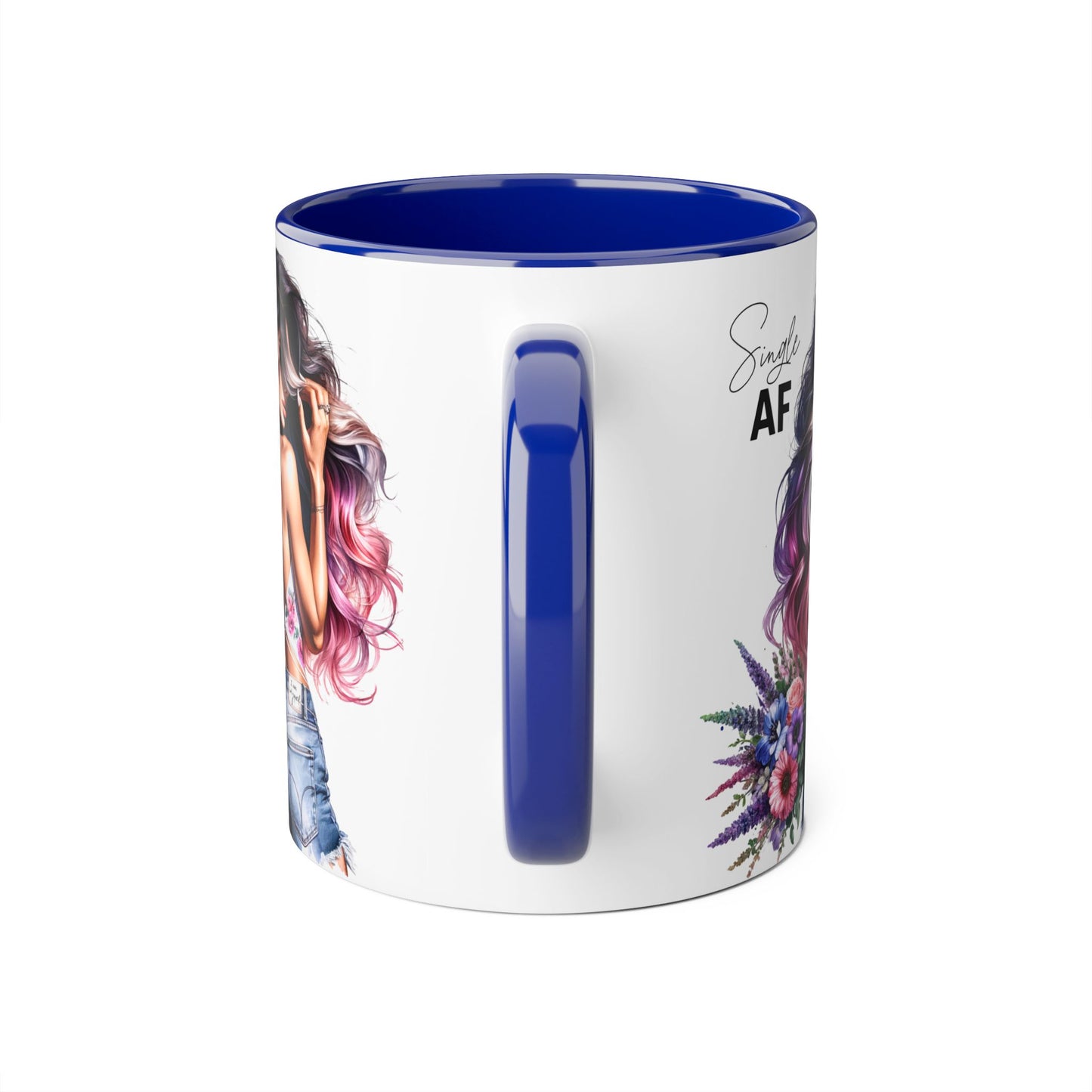 Single AF Bold Floral Single AF Accent Mug - Perfect for Coffee Lovers, Gifts for Her, Self-Care, Celebration, Home Decor