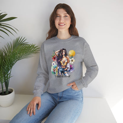 1-800-Boys-Lie Boho Chic Crewneck Sweatshirt with Floral Design, Unisex Gift, Self-Love Apparel, Cozy Casual Wear, Perfect for Relaxation