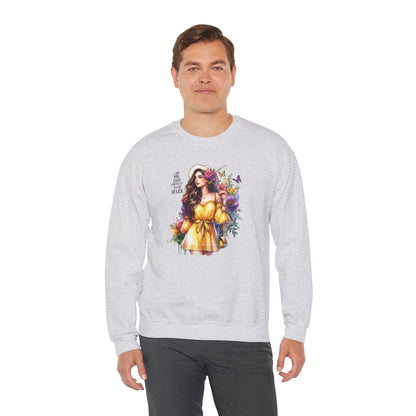 I Am My Own Happily Ever After  Floral Goddess Crewneck Sweatshirt - Boho Chic, Cozy Style, Perfect for Spring, Gift for Her, Casual Wear, Everyday Comfort