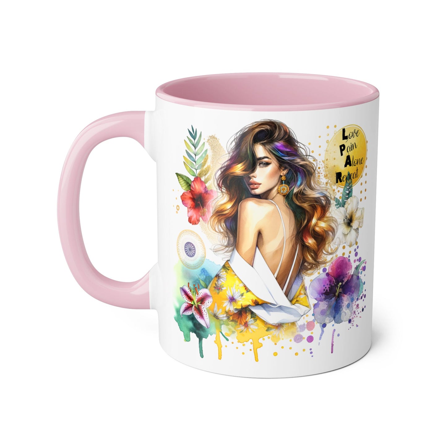 Vibrant Floral Accent Mug, Inspirational Coffee Cup, Gift for Her, Boho Art Mug, Unique Tea Mug, Home Decor