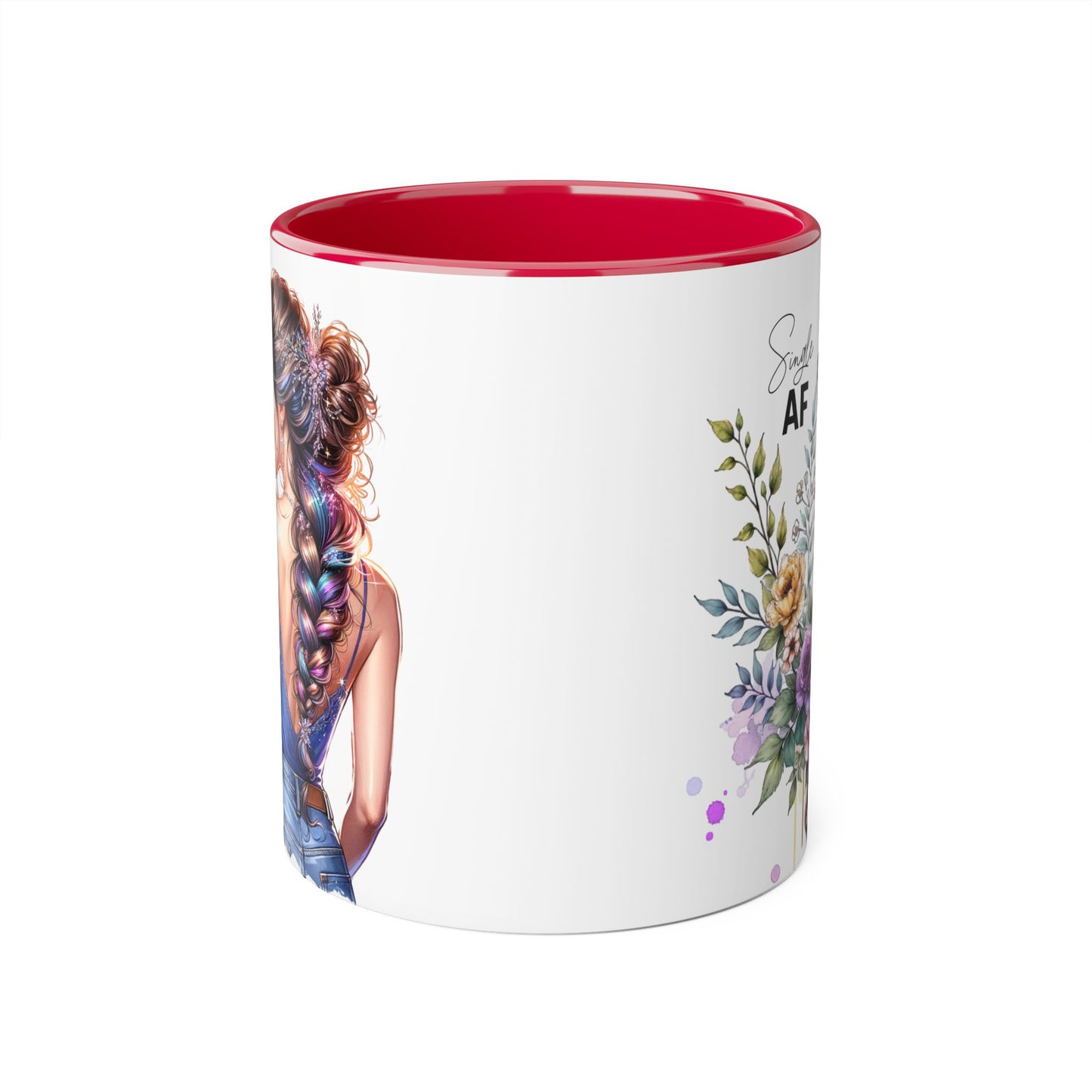 Single AF Stylish Accent Mugs for Coffee Lovers, Floral Design Mug, Gift for Her, Unique Tea Mug, Simple AF Mugs for Home Decor