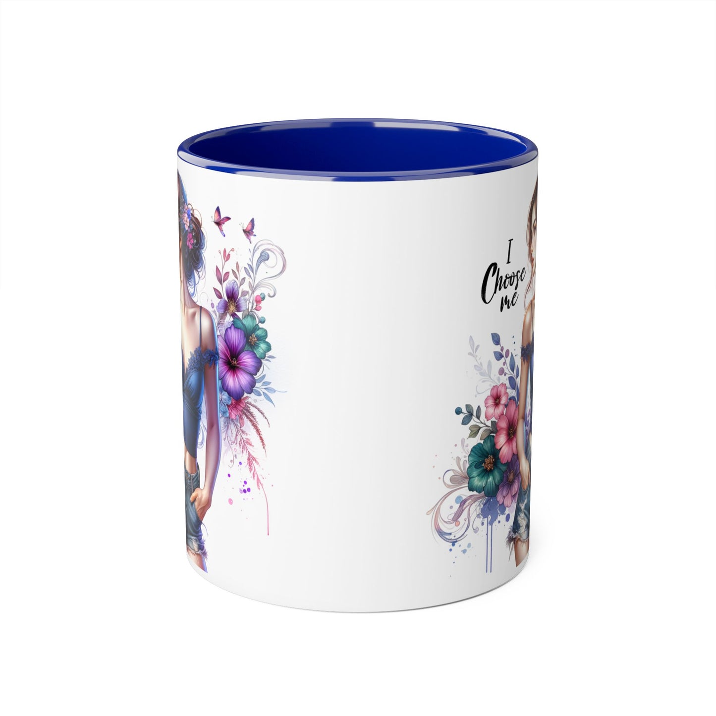 I Choose Me Floral Art Accent Mug, Inspirational Coffee Cup, Gifts for Her, Home Decor, Birthday Present, Self-Care Reminder