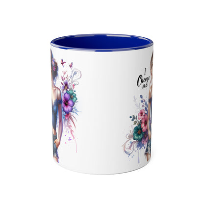 I Choose Me Floral Art Accent Mug, Inspirational Coffee Cup, Gifts for Her, Home Decor, Birthday Present, Self-Care Reminder