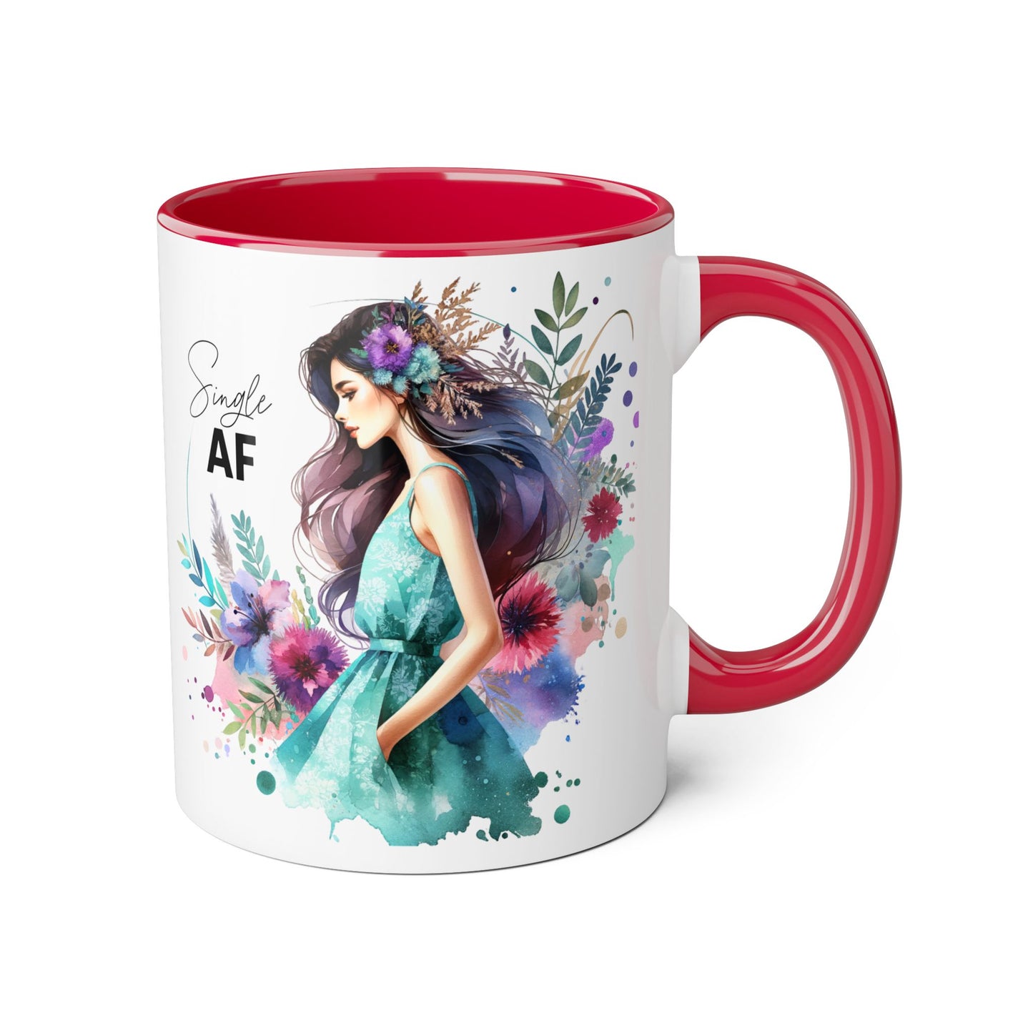 Single AF Floral Accent Mug - Perfect Gift for Singles, Coffee Lovers, Birthday, Self-Care, Galentine's Day