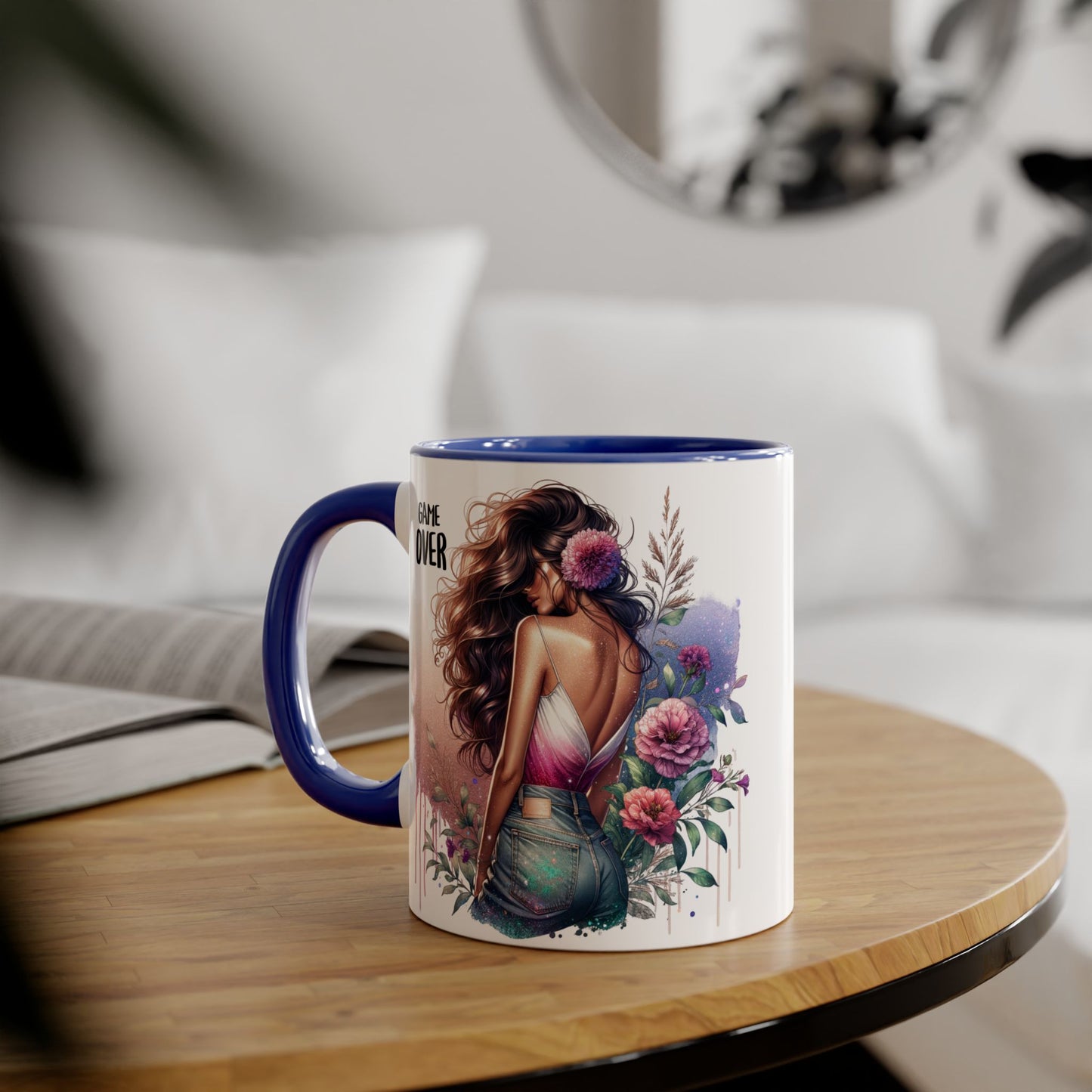 Boho Chic Accent Mug - Perfect Gift for Coffee Lovers, Home Decor, Floral Art, Unique Design, Game Over Theme