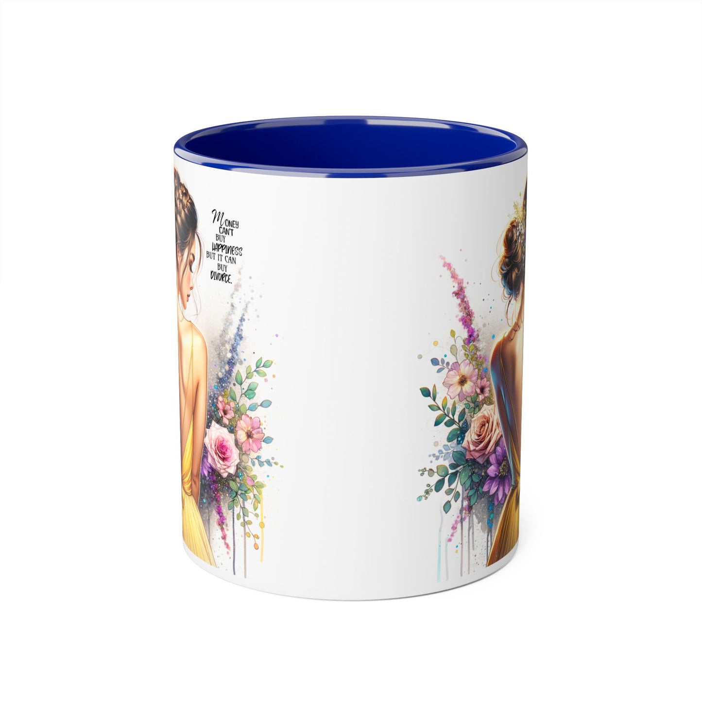Money Can't Buy Happiness But It Can Buy Divorce Humoristic Elegant Floral Accent Mug, Gift for Her, Coffee Lover, Inspirational Coffee Cup, Birthday Gift Idea, Unique Home Decor