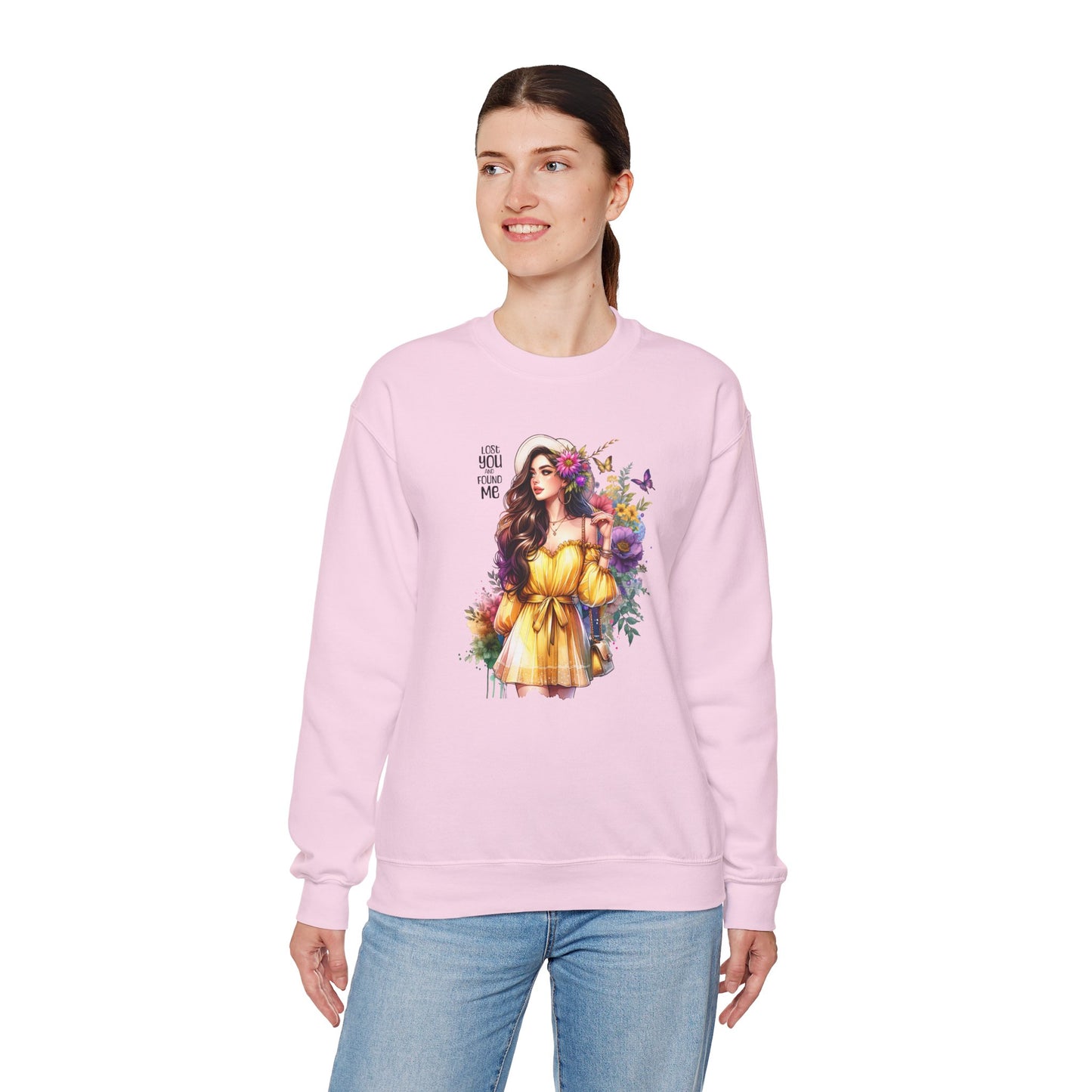 Lost You And Found Me Floral Art Crewneck Sweatshirt, Cozy Unisex Sweater, Gift for Her, Spring Fashion, Inspirational Apparel