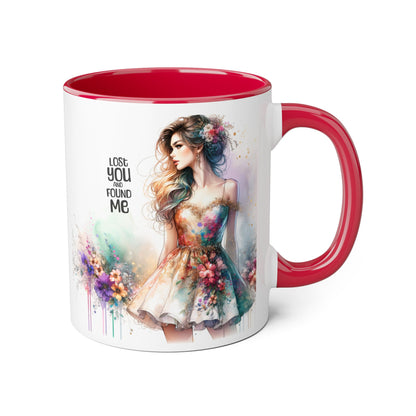 Lost You and Found Me Elegant Floral Accent Mug - Lost You Found Me, Coffee Lover Gift, Unique Drinkware, Artistic Home Decor, Empowering Message Mug