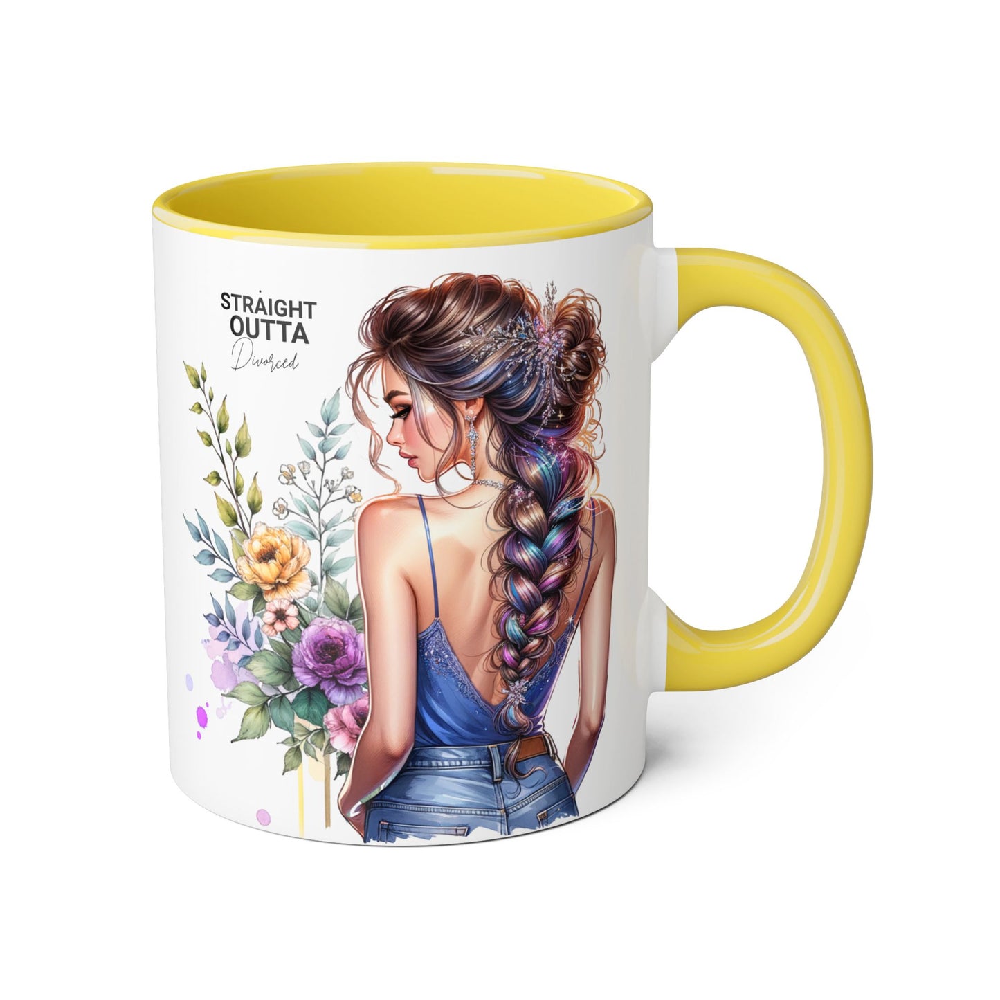 Straight Outta Divorced Humoristic Floral Art Coffee Mug, Gift for Her, Unique Coffee Cups, Floral Mugs for Any Occasion