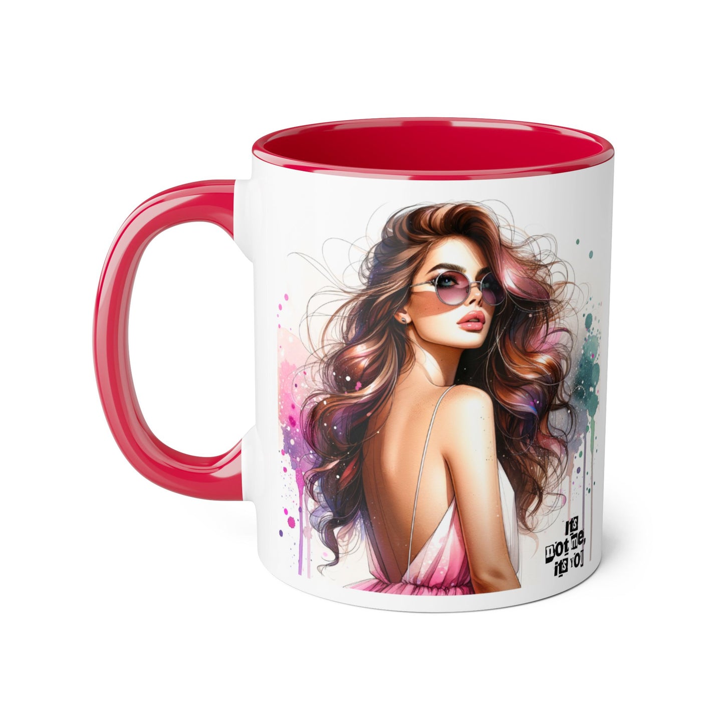 It's Not Me, It's You Humoristic Chic Abstract Accent Mug, Vibrant Coffee Cup, Trendy Gift for Her, Colorful Art Mug, Fashionista Drinkware
