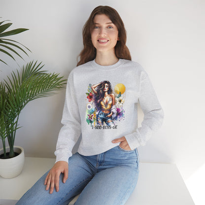 1-800-Boys-Lie Boho Chic Crewneck Sweatshirt with Floral Design, Unisex Gift, Self-Love Apparel, Cozy Casual Wear, Perfect for Relaxation